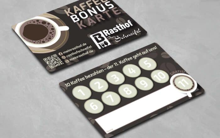 Grafikdesign Bonuskarte für Gastronomie in der Eifel